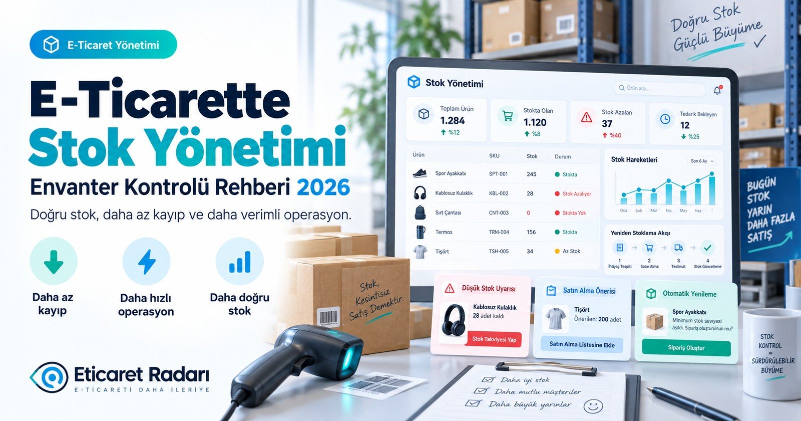 E-Ticarette Stok Yönetimi Rehberi 2026: Envanter Kontrolü