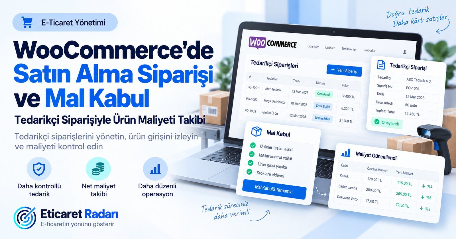WooCommerce’de Satın Alma Siparişi ve Mal Kabul: Tedarikçi Siparişiyle Ürün Maliyeti Takibi