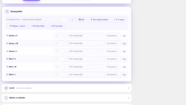 WooCommerce’de Varyasyonlu Ürün Ekleme: Tüm Varyasyonları Tek Seferde Oluşturma