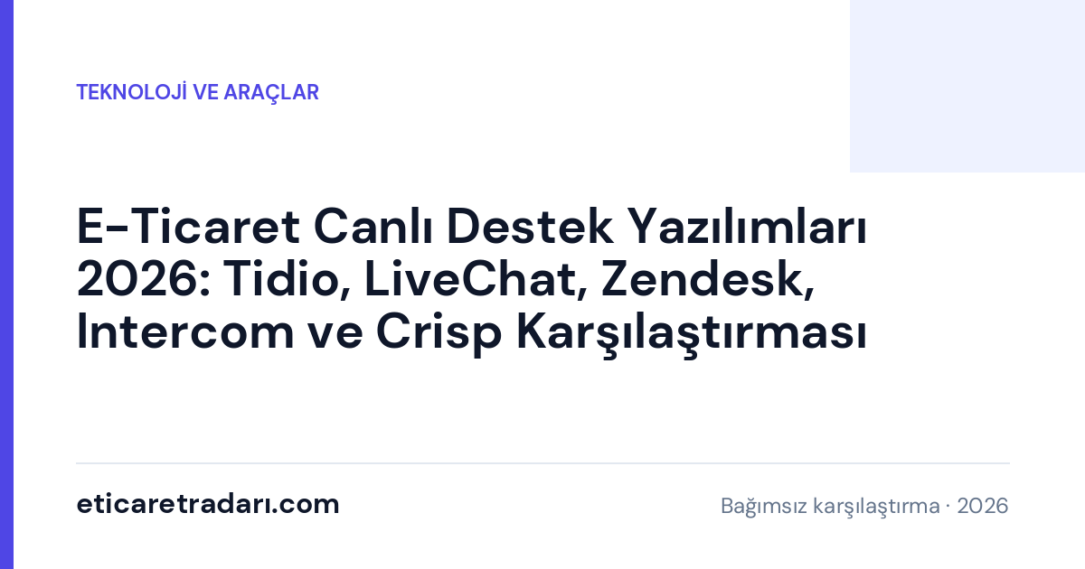 E-Ticaret Canlı Destek Yazılımları 2026: Tidio, LiveChat, Zendesk, Intercom ve Crisp Karşılaştırması